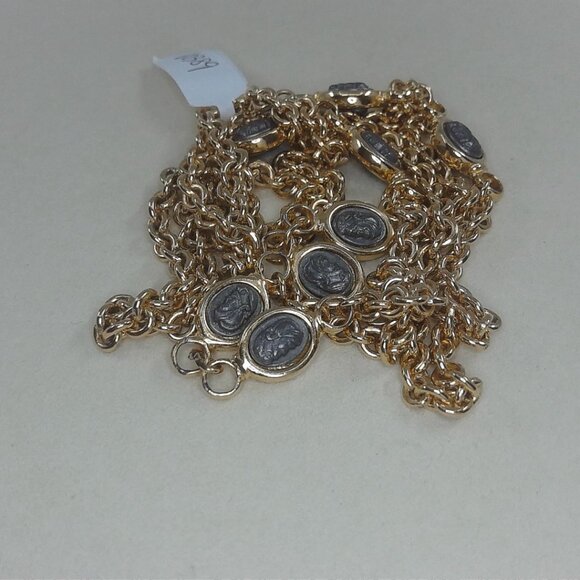 Vintage Gold-Tone Double-Sided Coin Medallion Chain Necklace – 38” - Picture 3 of 4